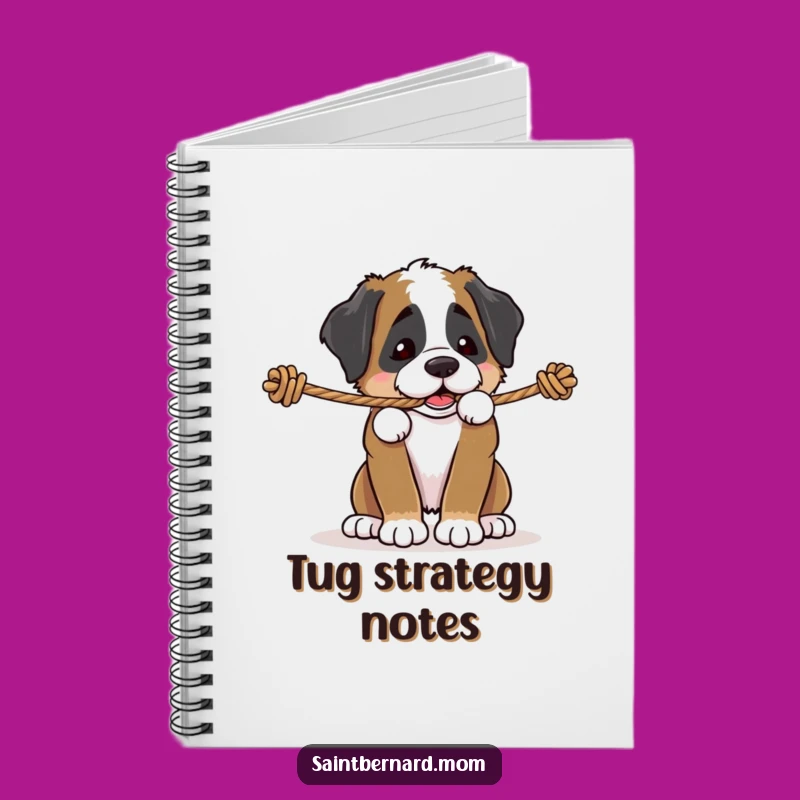 Funny Saint Bernard Puppy Rope Tug Notebook - Playful Dog Journal