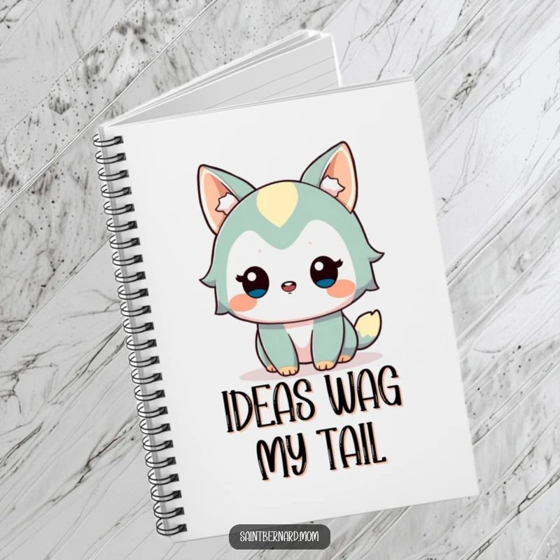Funny Notebook: Features an alert, friendly dog character with a gentle wag, perfect for note-taking and creative ideas, a humorous and practical funny gift.