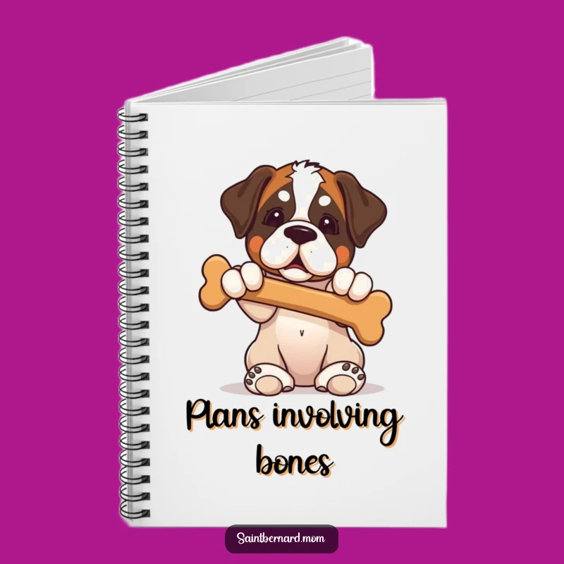 Funny Saint Bernard Puppy Bone Journal - Adorable Dog Lover Notebook
