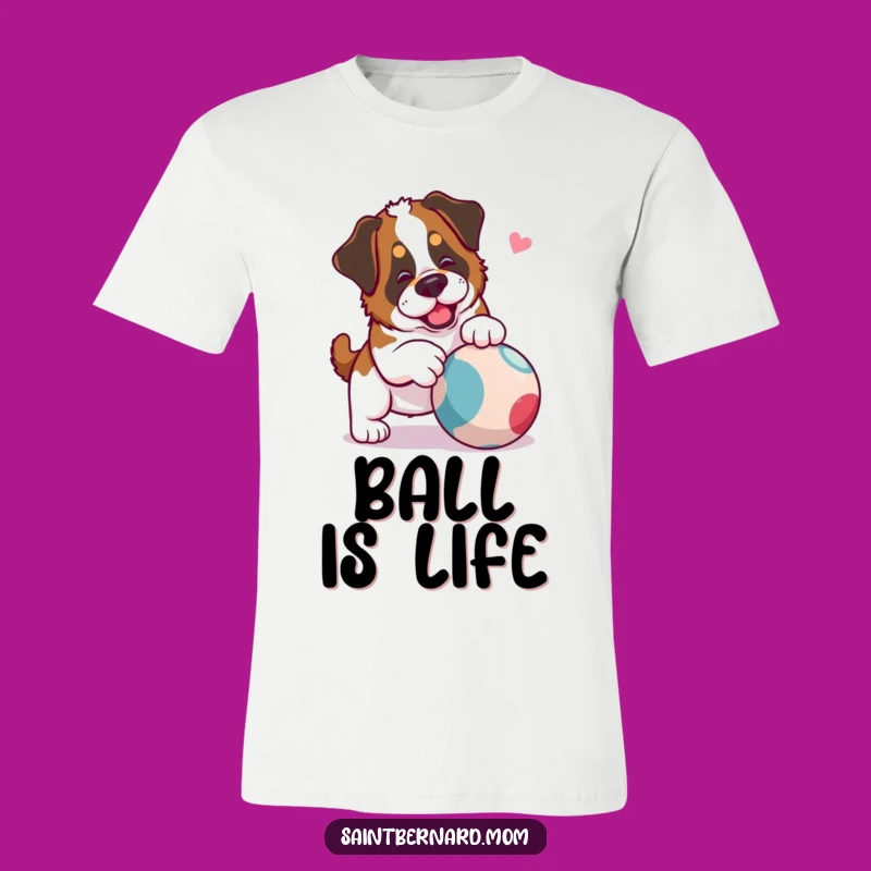 Funny Saint Bernard Lady T-Shirt: Playful Ball Game Tee, Great Active Gift
