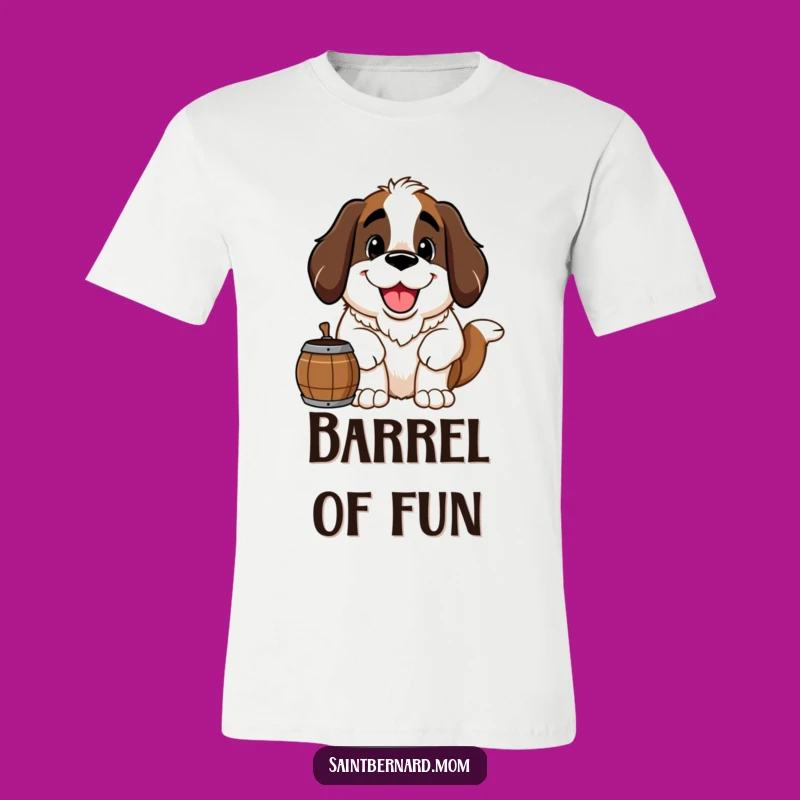 Funny Saint Bernard T-Shirt: Friendly Saint Bernard Barrel Buddy - Awesome Funny Gift Tee!