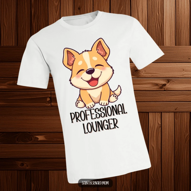 Funny t-shirt with a dog sighing contently, radiating relaxation and joy, a perfect funny gift for dog owners.