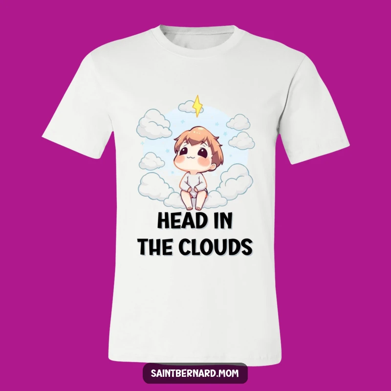 Funny Contented Cloud Gazing Character T-Shirt: Dreamer Tee, Perfect Funny Gift