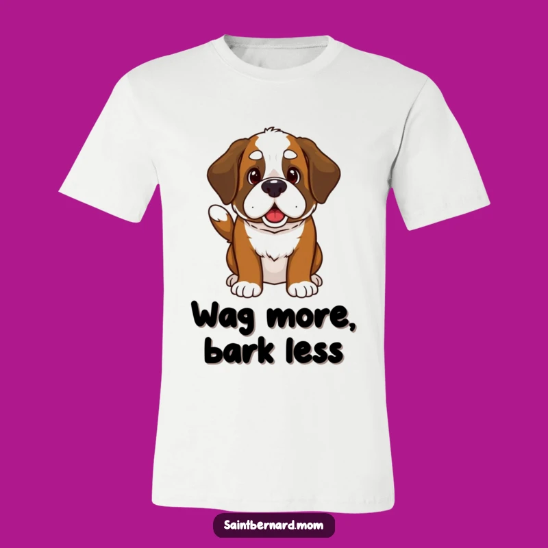 Funny Kawaii Saint Bernard T-Shirt - Cute Wagging Tail Tee for Dog Lovers