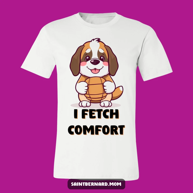 Funny Kawaii Saint Bernard Tee: Benevolent Smile, Small Barrel Shirt for Dog Lovers