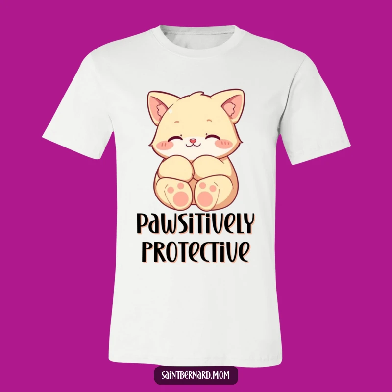 Funny Protective Paws Character T-Shirt: Guardian Tee, Perfect Funny Gift