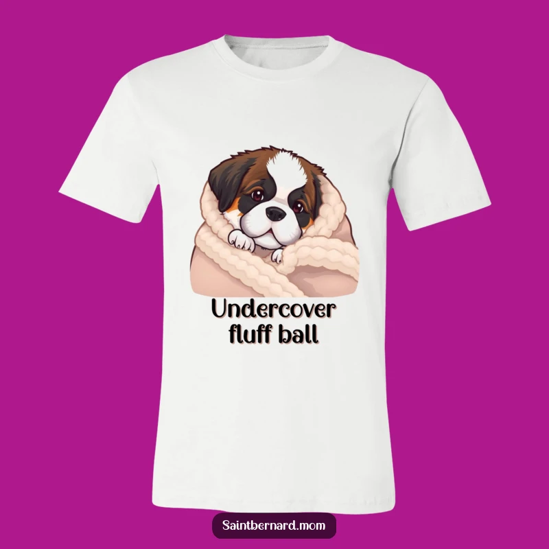 Funny Saint Bernard Puppy Blanket Peek T-Shirt - Cozy Dog Lover Tee