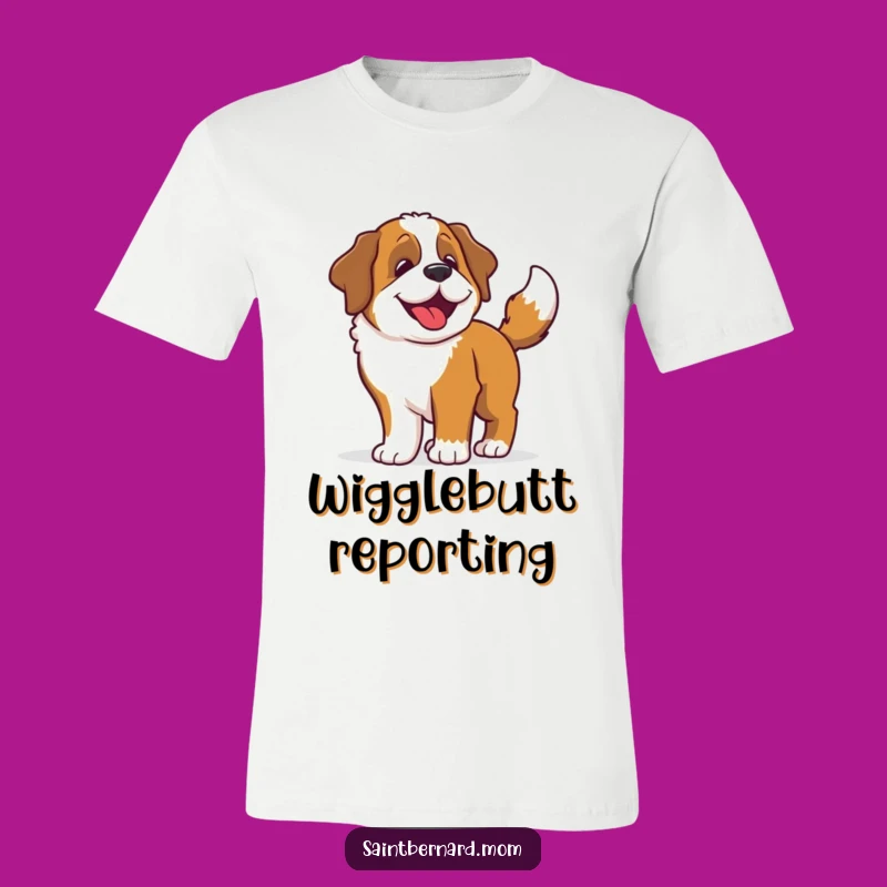 Funny Saint Bernard Wiggle T-Shirt: Happy Dog's Wagging Joy - Great Tee
