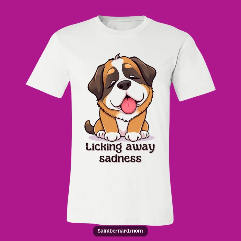 Funny Saint Bernard Lady T-Shirt: Comfort Lick Tee, Heartwarming Dog Gift