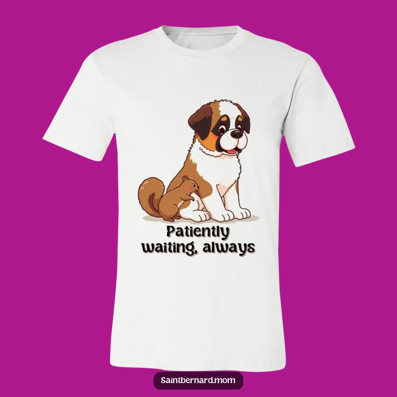 Funny Kawaii Saint Bernard Dog T-Shirt: Squirrel Observer Gift!