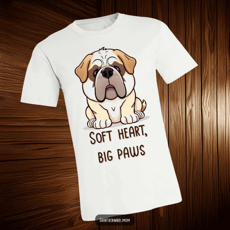 Funny Saint Bernard dog t-shirt highlighting a gentle giant demeanor, a humorous and heartwarming apparel choice.