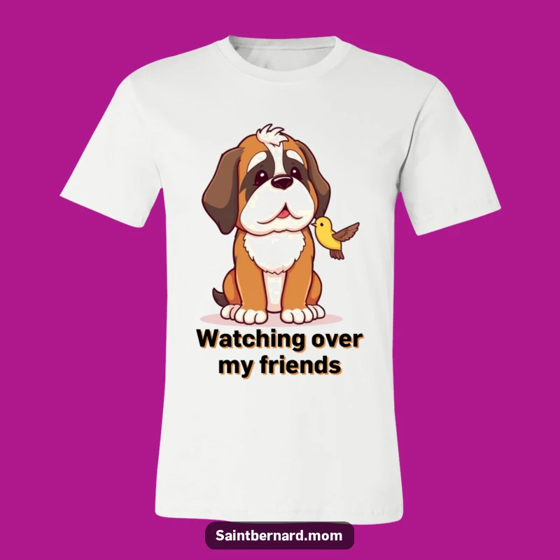 Funny Saint Bernard T-Shirt - Gentle Protector of Birds - Dog Gift