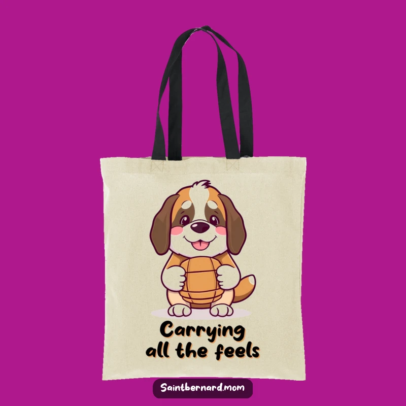 Funny Kawaii Saint Bernard Tote Bag: Smiling Barrel Carrier for Everyday Errands