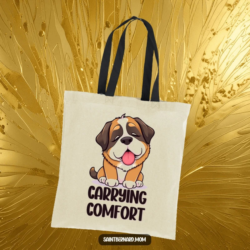Funny Saint Bernard Lady Tote Bag showcasing a dog offering a comforting lick, symbolizing empathy and affectionate support.
