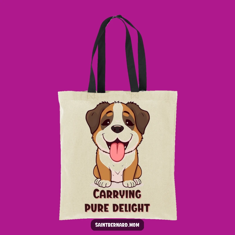 Funny Saint Bernard Lady Tote Bag: Joyful Panting, Large & Humorous Carryall