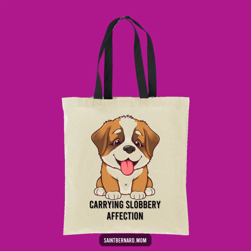 Funny Saint Bernard Puppy Lick Tote Bag - Cute Dog Lover Accessory