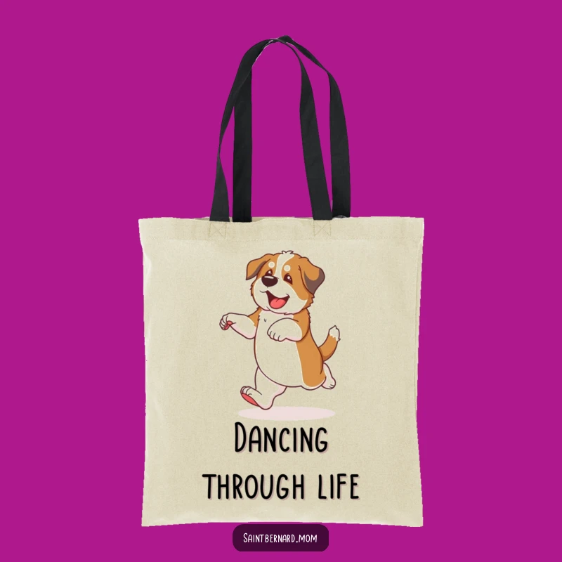 Funny Saint Bernard Puppy Dance Tote Bag - Joyful Dog Lover Gift