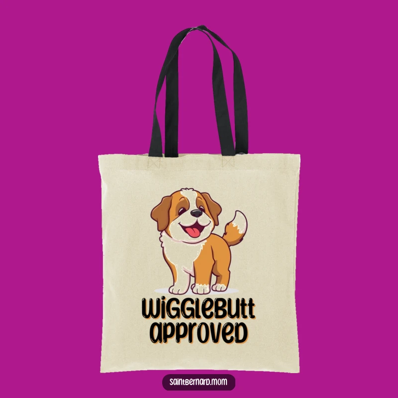 Durable Funny Saint Bernard Wiggle Tote Bag: Happy Dog's Carry-All