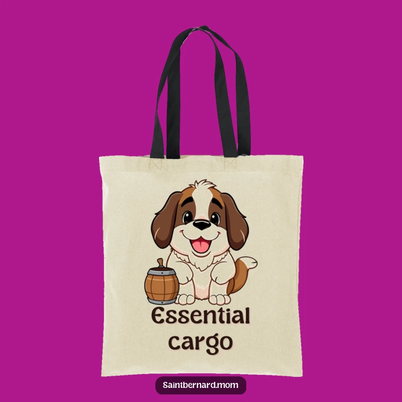 Funny Saint Bernard Tote Bag: Gentle Giant Barrel Carrier - Great Funny Gift for Pet Owners!