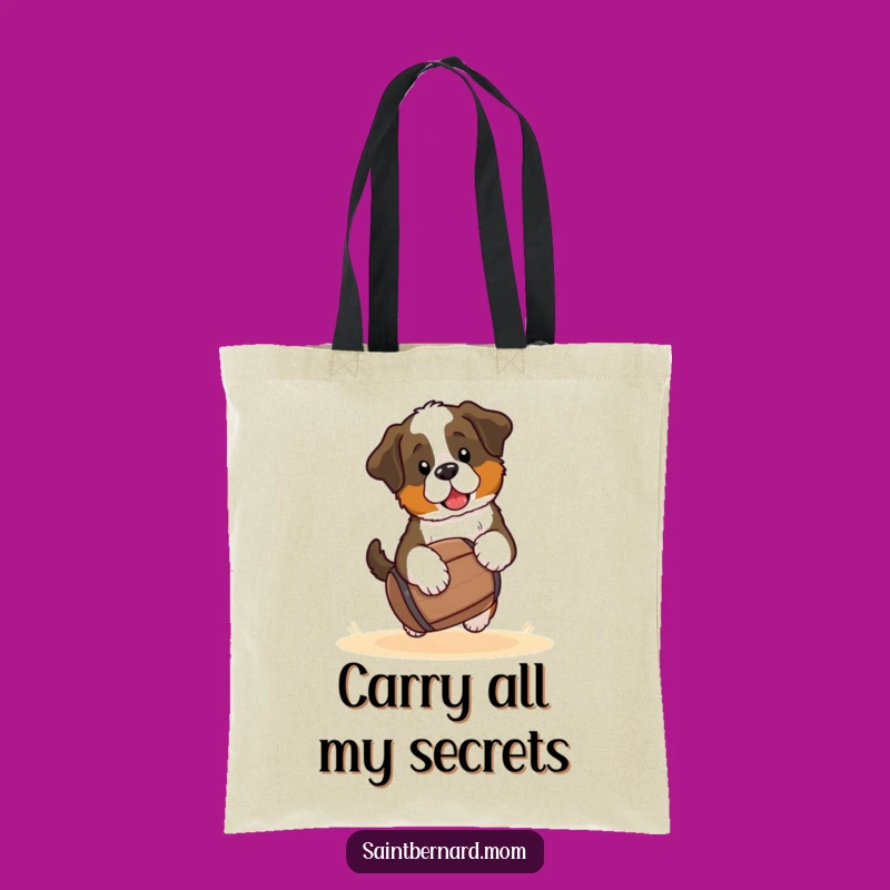 Funny Saint Bernard Puppy Tote Bag - Kawaii Dog Barrel Eco Bag