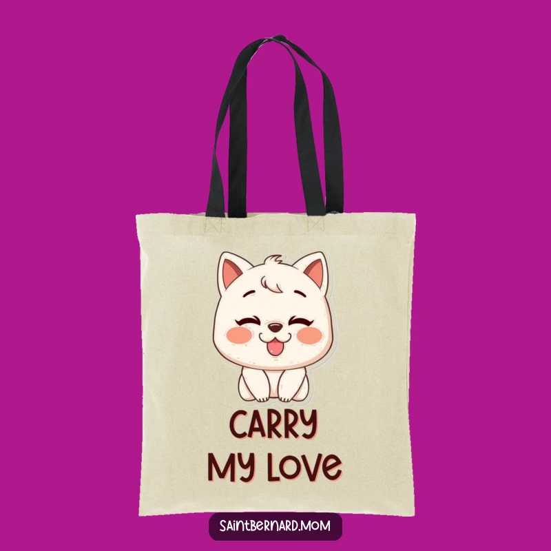 Funny Slobbery Kiss Character Tote Bag: Durable Grin Carry-All, Great Funny Gift