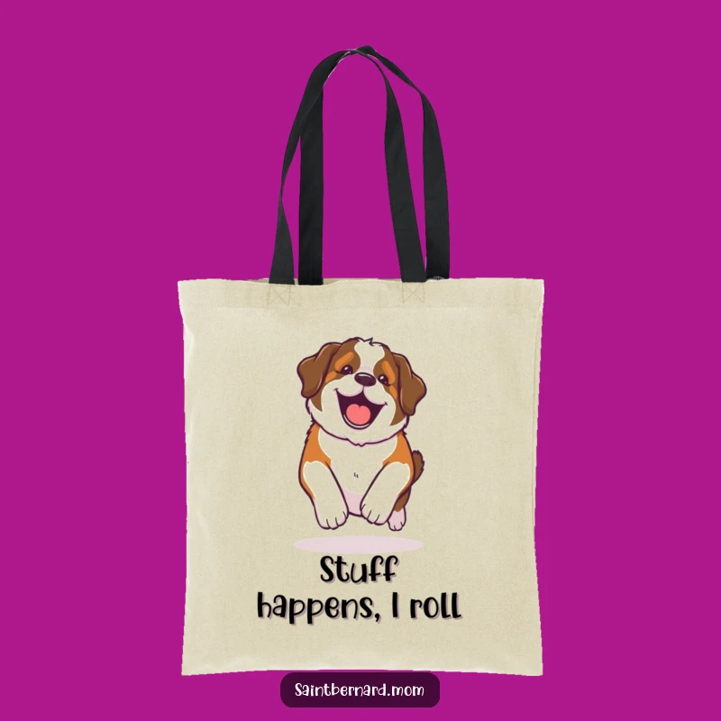 Funny Kawaii Saint Bernard Tote Bag: Happy Roll Glee for Your Daily Carry